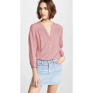 JOIE for ANTHROPOLOGIE Women’s Red White Long Sleeve Rosalyn Western Print Blous